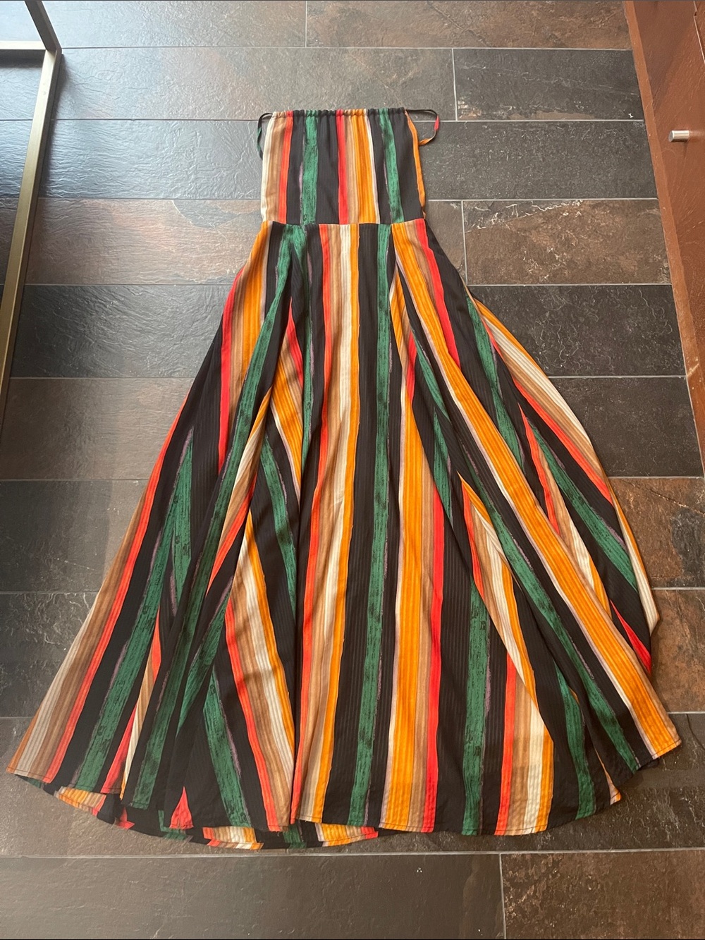 See and Be Seen - Striped Multi-Color Maxi Dress - Women's Summer Halter